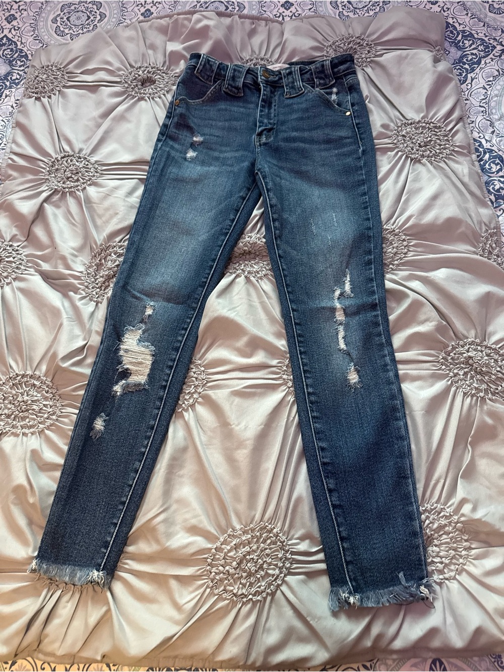 bohme Dark Wash Distressed Skinny Jeans
